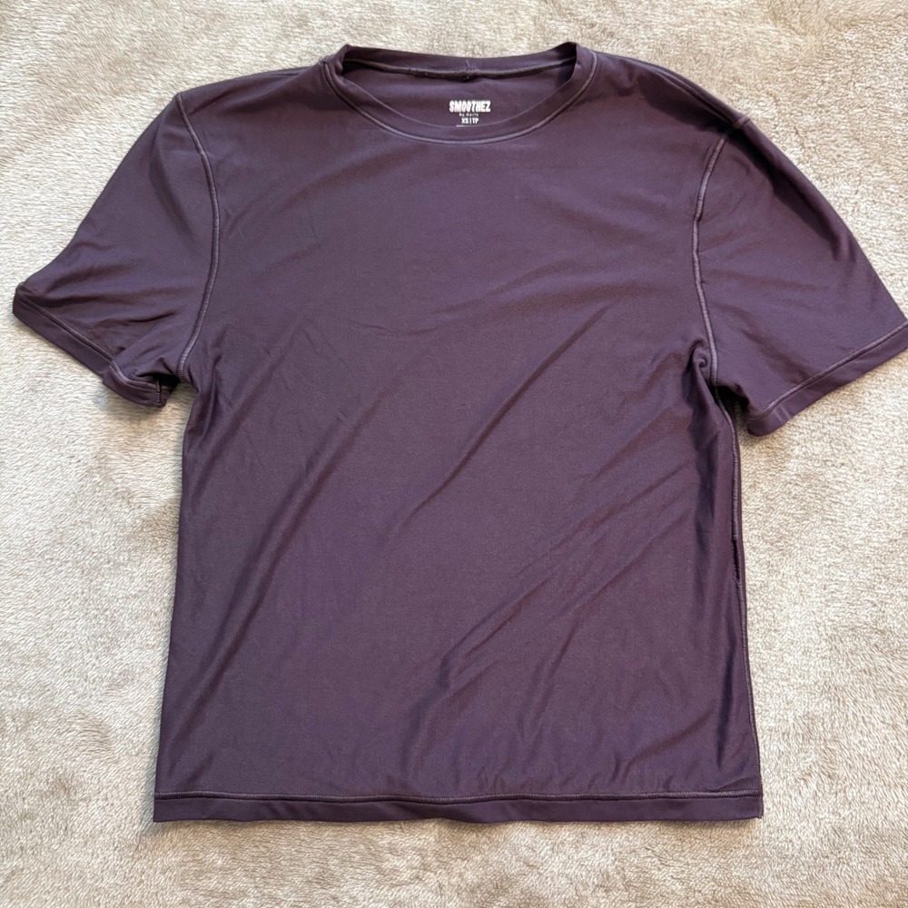 Aerie Smoothez Short Sleeve T-Shirt XS Purple Recycled Nylon Stretch Base Layer